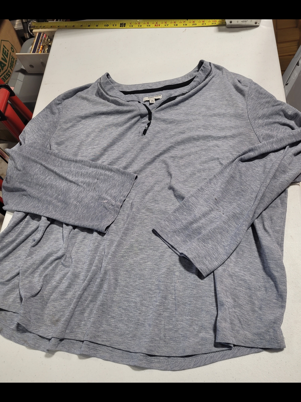Anne Klein Heathered Light Blue Long Sleeve Top